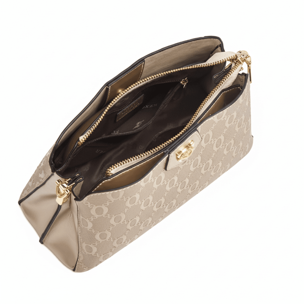 Bolsa Feminina de Couro Premium com Monograma e Alça Ajustável