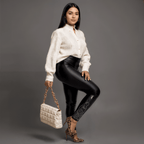 Calça Feminina Ding Casual de Couro