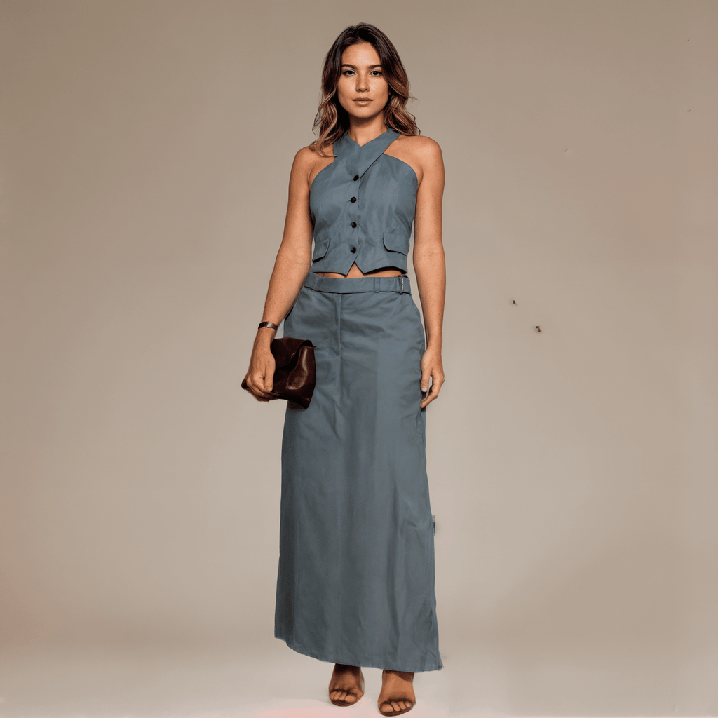 Conjunto Feminino Saia e Colete Jaqueline