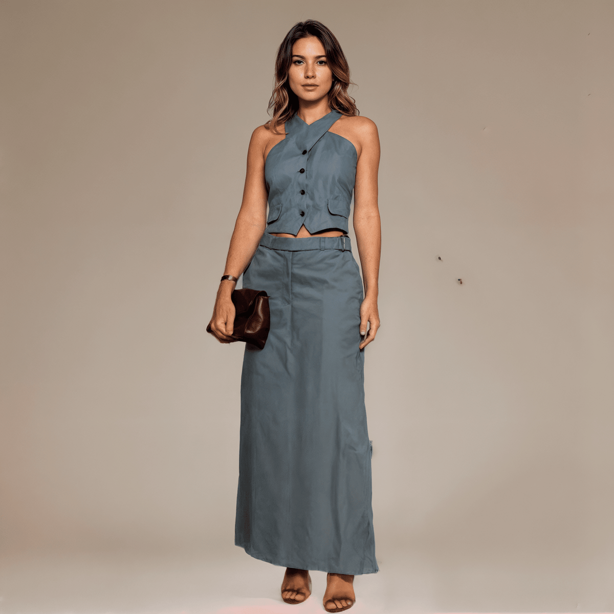 Conjunto Feminino Saia e Colete Jaqueline