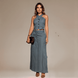 Conjunto Feminino Saia e Colete Jaqueline