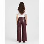Calça Wide Leg em Couro Sintético Feminina de Cintura Alta