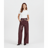 Calça Wide Leg em Couro Sintético Feminina de Cintura Alta