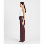 Calça Wide Leg em Couro Sintético Feminina de Cintura Alta