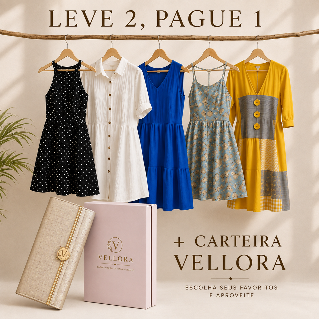 [PAGUE 1 LEVE 2] Vestidos Femininos Lumeelora + Carteira Vellora