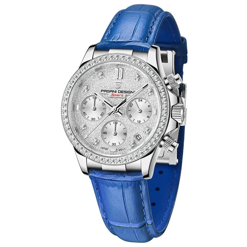 Relógio Pagani Design  Feminino Cronógrafo com Safira e Cristais Blue