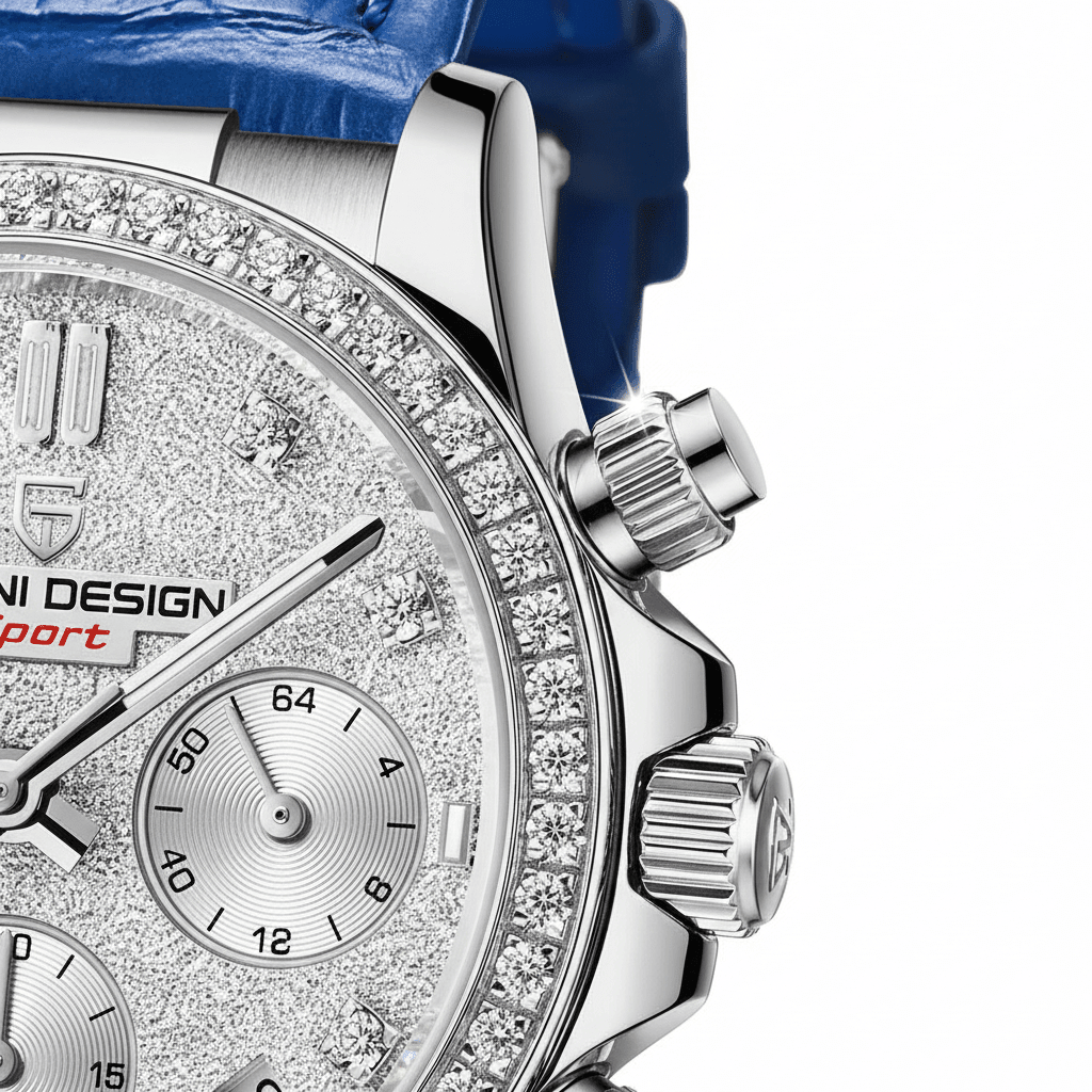 Relógio Pagani Design  Feminino Cronógrafo com Safira e Cristais Blue