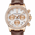 Relógio Pagani Design  Feminino Cronógrafo com Safira e Cristais Gold