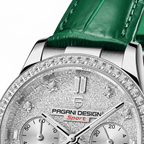Relógio Pagani Design  Feminino Cronógrafo com Safira e Cristais Green