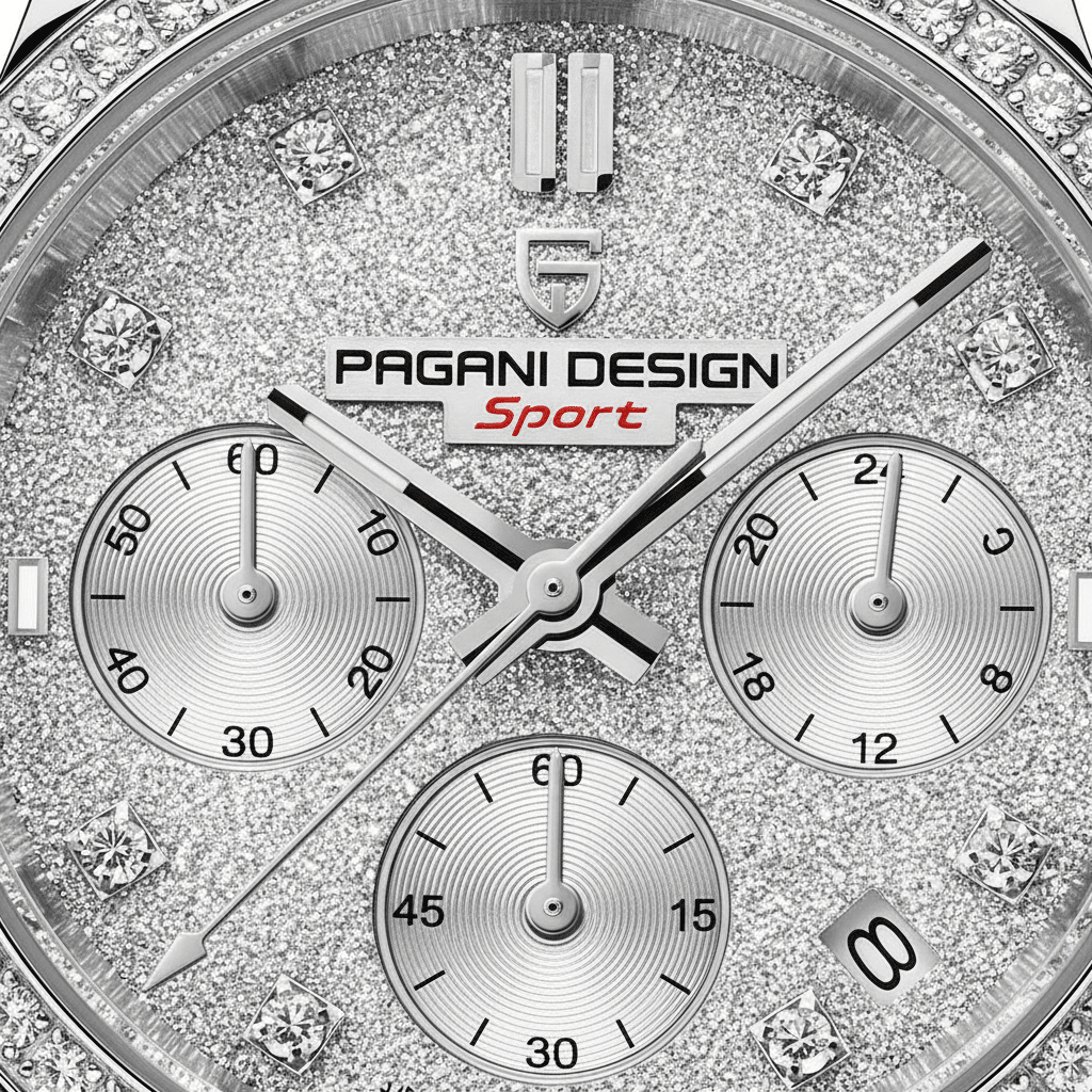 Relógio Pagani Design  Feminino Cronógrafo com Safira e Cristais Green