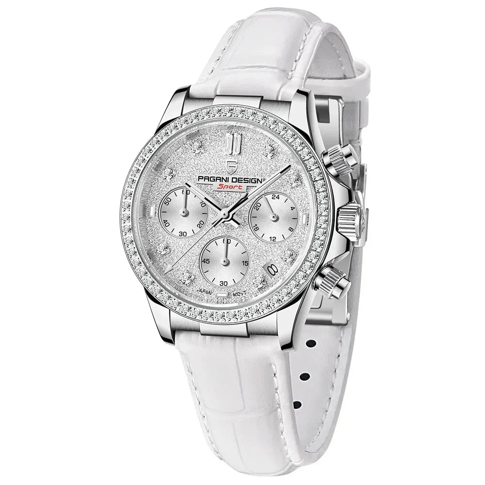 Relógio Pagani Design  Feminino Cronógrafo com Safira e Cristais white
