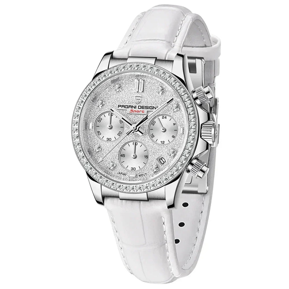 Relógio Pagani Design  Feminino Cronógrafo com Safira e Cristais white