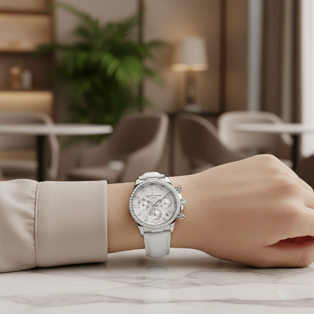 Relógio Pagani Design  Feminino Cronógrafo com Safira e Cristais white