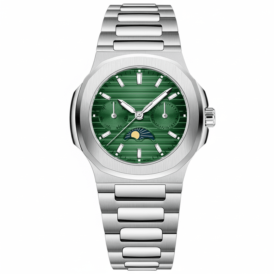 Relógio Pagani Design Feminino Fase da Lua e Safira Green