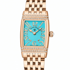 Relógio Pagani Design Feminino Retangular Safira e Cristais Gold Blue