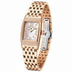 Relógio Pagani Design Feminino Retangular Safira e Cristais Gold White