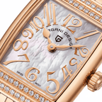 Relógio Pagani Design Feminino Retangular Safira e Cristais Gold White