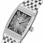 Relógio Pagani Design Feminino Retangular Safira e Cristais Silver Black