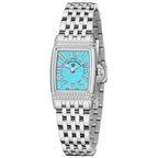 Relógio Pagani Design Feminino Retangular Safira e Cristais Silver Blue