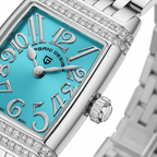 Relógio Pagani Design Feminino Retangular Safira e Cristais Silver Blue
