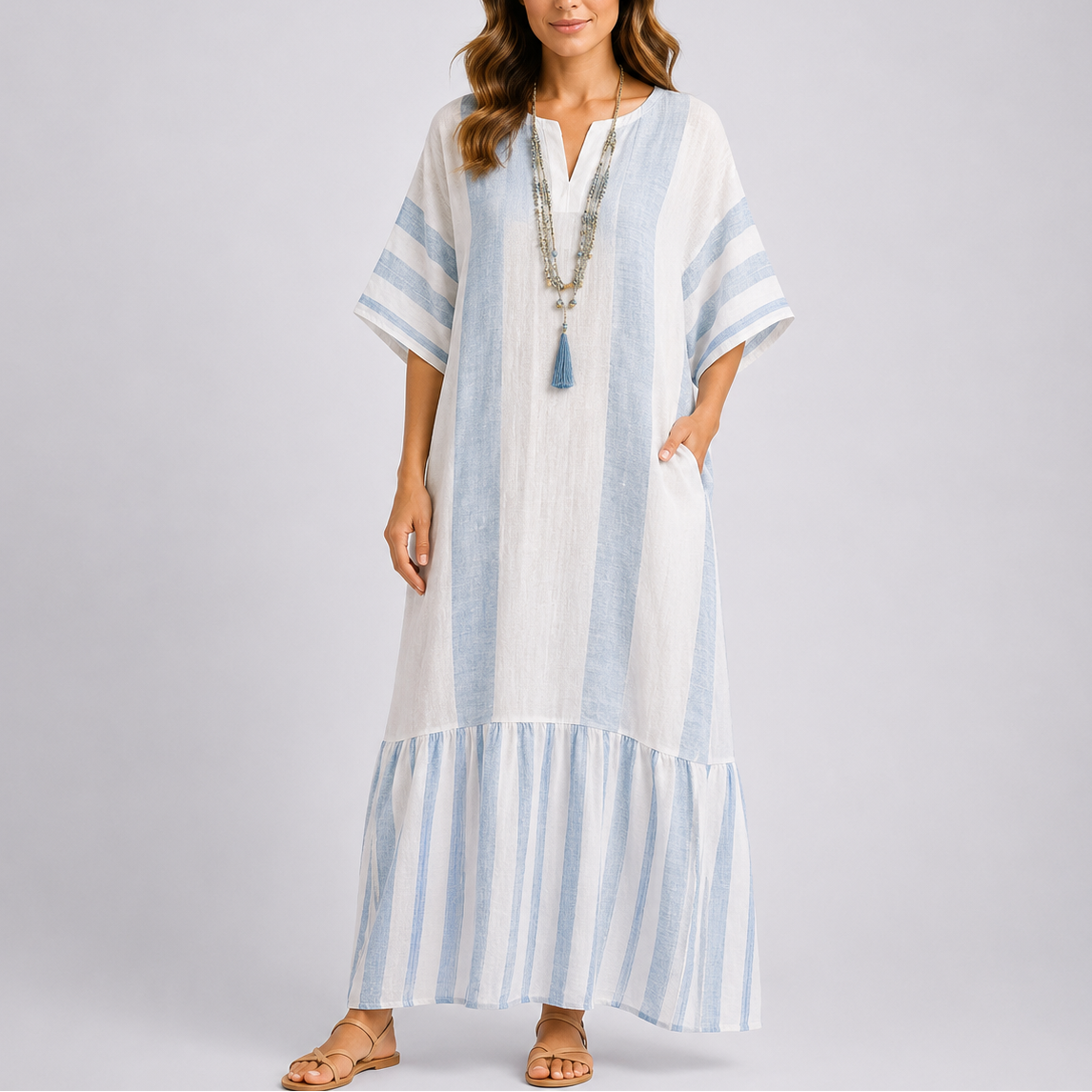 Vestido Kaftan Feminino Santorini