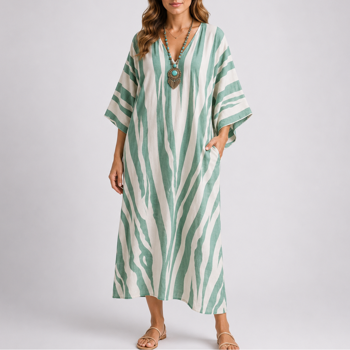 Vestido Kaftan Feminino Santorini