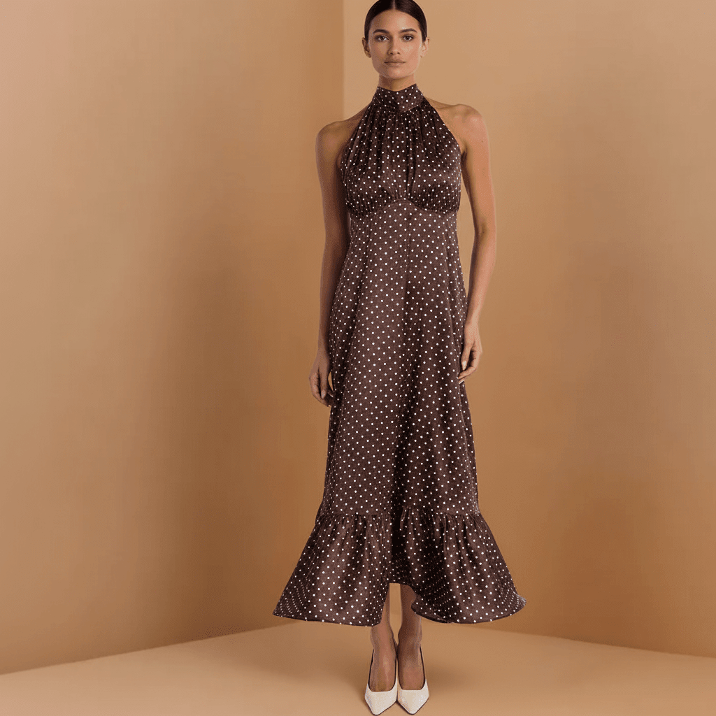 Vestido Midi Poá com Caimento Leve