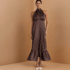 Vestido Midi Poá com Caimento Leve