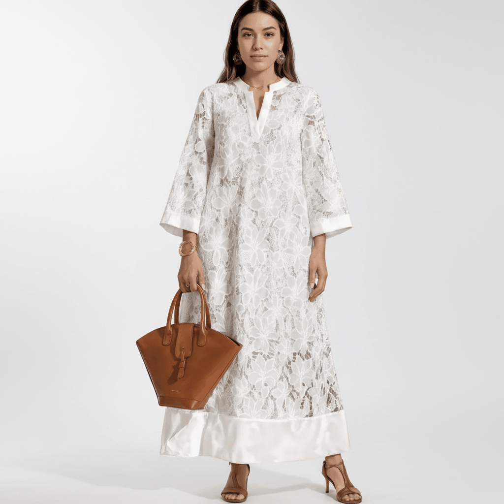 Vestido Feminino Longo Bordado Aurora