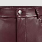 Calça Wide Leg em Couro Sintético Feminina de Cintura Alta